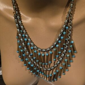 Turquoise and Gold Drip Necklace